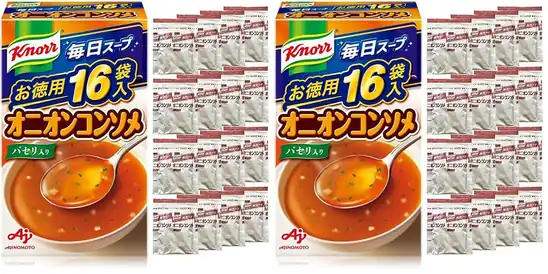 【大幅値下がり!】クノール 毎日スープ オニオンコンソメ 16袋入箱 味の素 野菜スープ インスタント スープ 大容量 即席 非常食 備蓄 (× 2)が激安特価!