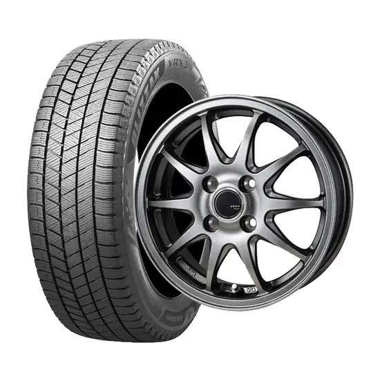 【軽自動車に】ブリヂストン BLIZZAK VRX3 155/65R14 75Q スタッドレスタイヤ&ホイール 4本セット 送料込51,400円(12,850円/本)