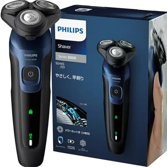 【6,950円】フィリップス 電動シェーバー 5000シリーズ 電動 髭剃り メンズ (27枚刃・回転式・お風呂剃り&丸洗い可) S5445/03