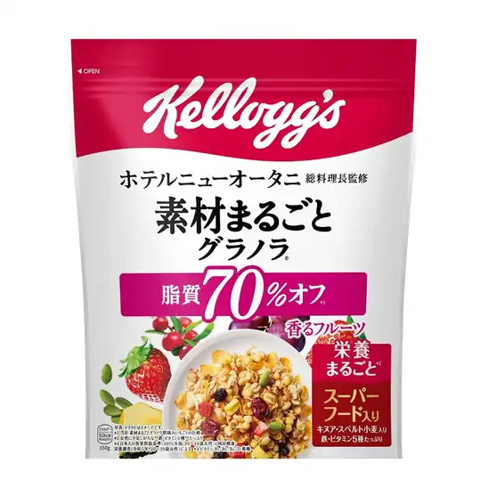 【2,254円(1袋376円)】ケロッグ 素材まるごとグラノラ 脂質70%オフ 香るフルーツ 350g ×6袋