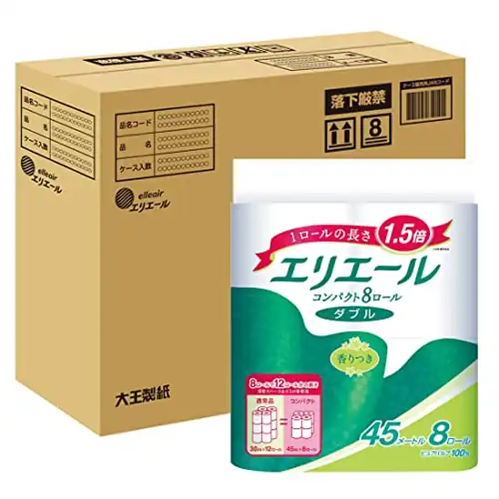【2,158円】エリエール トイレットペーパー 1.5倍巻き 45m×32ロール(8ロール×4パック) ダブル パルプ100%  【ハーフケース】
