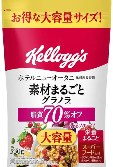 【タイムセール】【25%OFF+15%OFF】1袋あたり633円!ケロッグ 素材まるごとグラノラ 脂質70%オフ 香るフルーツ 大容量 530g×6個 3797円!