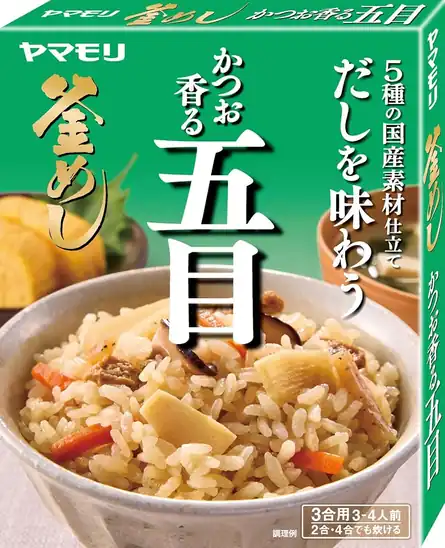 1個135円!【クーポンで675円!】ヤマモリ だしを味わう かつお香る五目 3合用 ×5個が激安特価!