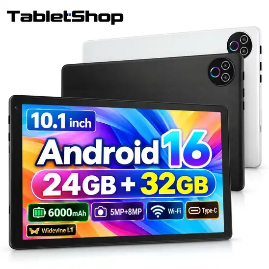 【先着10名様】50%OFFクーポンで6,490円 送料無料 楽天市場 Android16 タブレット 10インチ Wi-Fi6モデル 24GB+32GB+1TB拡張可能 5コアCPU 1280×800大画面 Widevine L1 Disney+ HD対応 6000mAh ブラック ホワイト 2026.10.19まで