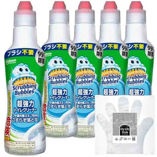 【本日終了】【タイムセール】【20%OFF+15%OFF!】1本あたり17円!【Amazon.co.jp 限定】 スクラビングバブル 超強力トイレクリーナー 400g×5本 850円!