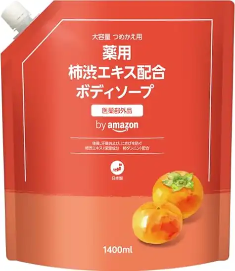 【本日終了】【タイムセール】【19%OFF+15%OFF!】by Amazon 薬用 柿渋ボディソープ ペパーミント 大容量 詰替え用 1400ml 763円!