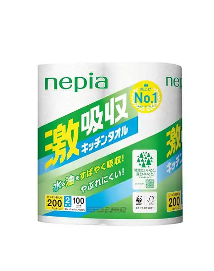 【180円】ネピア 激吸収 キッチンタオル 100カット(2枚重ね) 2ロール