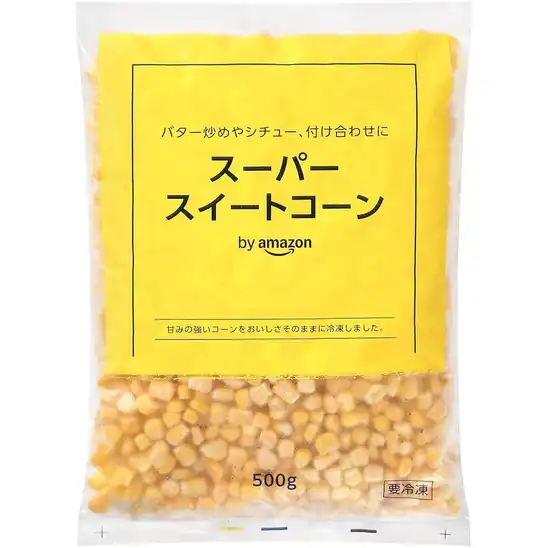 【本日終了】【タイムセール】【29％OFF＋15％OFF】100gあたり74円！[冷凍] by Amazon スーパースイートコーン 500g 371円！