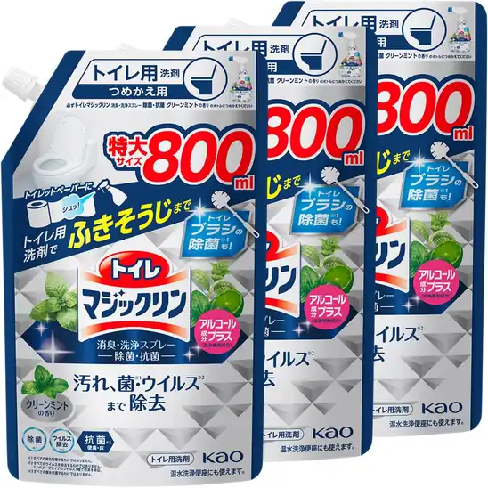 【本日終了】【3点購入で500円も】【42%OFF】1個あたり360円!マジックリン 【まとめ買い】トイレ消臭・洗浄スプレー 除菌・抗菌 つめかえ用 800ml×3個 1080円!
