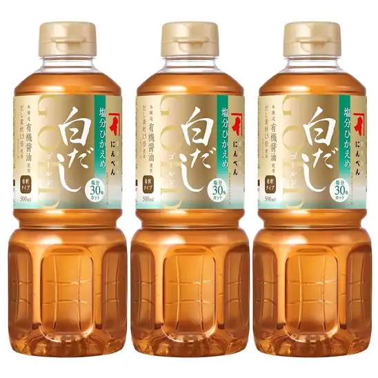 【1,131円(377円 / 本)】にんべん 塩分ひかえめ白だしゴールド (希釈タイプ) 500ml×3本