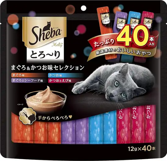 【 実質1,280円】シーバ とろ～り メルティ おやつ 成猫用 まぐろ＆かつお味セレクション 12g×40本が1,606円＆515pt還元