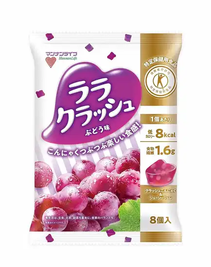 【アウトレット】【32％OFF】1袋あたり131円！マンナンライフ 蒟蒻畑ララクラッシュ ぶどう味 （24ｇ×8個）×12袋 1575円！