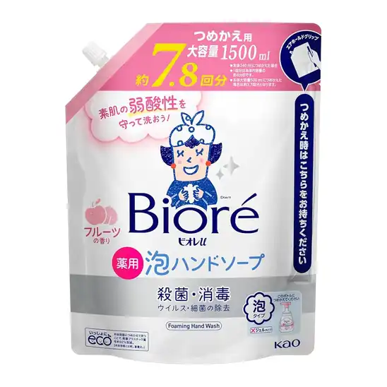 【27%OFF+3点購入で500円OFF】1個あたり715円!ビオレu 泡ハンドソープ フルーツ つめかえ用 1.5L×3個 2146円!