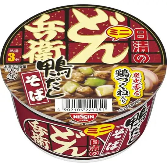 ■ どん兵衛 鴨だしそばミニ [旨味たっぷり鶏つくね] 日清食品 カップ麺 46g×12個 1,210円