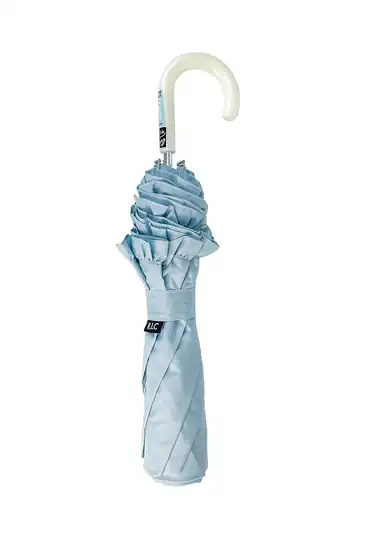 【66％OFF】RIC55cm 折り畳みジャンプ傘 無地フリル サックス 61553221 1116円！