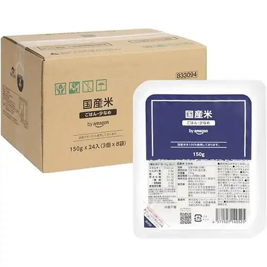 【クーポンで200円OFF＋15％OFF！】1個あたり102円！by Amazon パックごはん 国産米 少なめ 150g×24入 酸味料不使用 2453円！