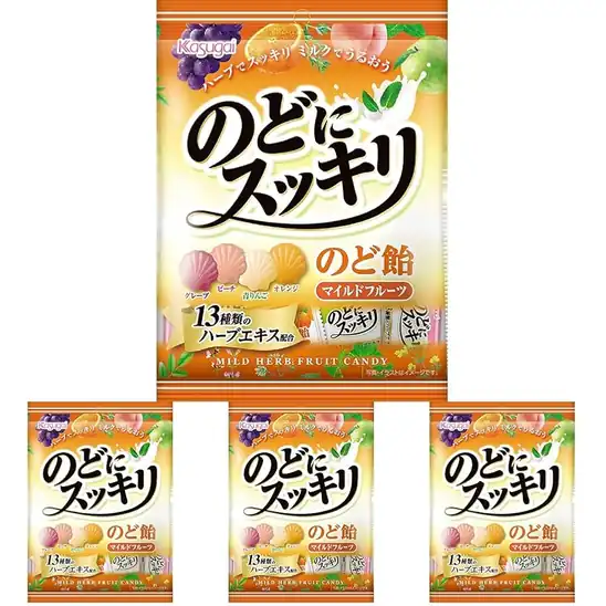 春日井製菓 Vのどにスッキリ マイルドフルーツ 74g (× 4)が588円！