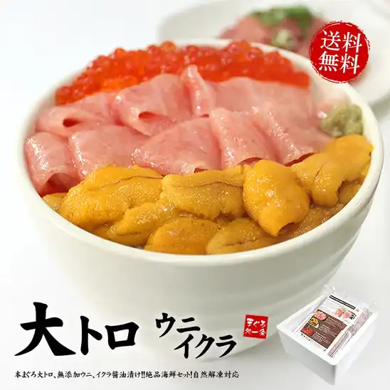 【20時・先着100名】まぐろ処 一条 大トロ入り海鮮セット(大トロ100g・ウニ100g・イクラ70g) 送料込2,990円
