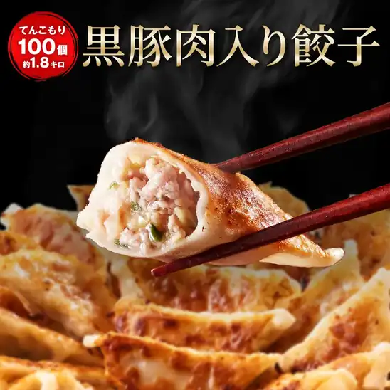 【20時】一龍堂 黒豚肉入り餃子 100個 約1.8kg 送料込2,780円(27.8円/個)