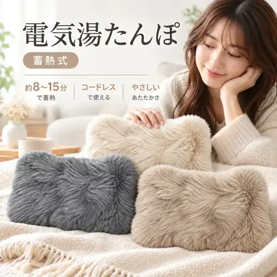 76%OFFクーポンで1,676円 送料無料~ 楽天市場 【2026年モデル】電気湯たんぽ 蓄熱式 コードレス 約8~15分蓄熱 約8~19時間保温 自動停止 300W ふわふわカバー付き お湯入れ替え不要 省エネ クリーム ブラウン チャコール 2026.10.27 19:59まで