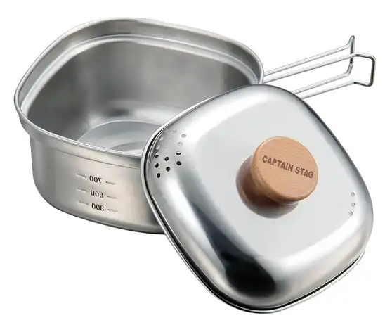 【タイムセール】【60%OFF】キャプテンスタッグ キャンプ用 鍋 ステンレス角型 ラーメン クッカー 1.3L UH-4202 2182円!