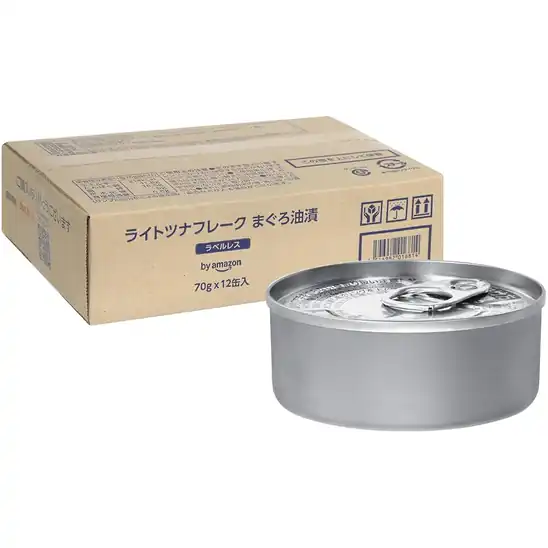 1個あたり121円！by Amazon ラベルレス ライトツナフレーク まぐろ油漬 70g x 12缶 1453円など！