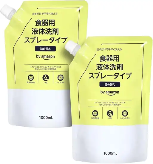 【668円】by Amazon 食器用洗剤 スプレータイプ 詰替え 大容量 2000ml (1000ml x 2袋)