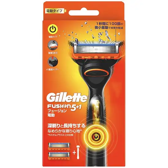【10】【1,571円】ジレット フュージョン 電動タイプ カミソリ 本体 1コ 替刃 2コ付 うち1コは本体に装着済
