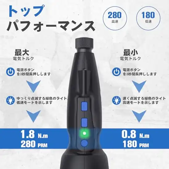 【6】CVVITOO 電動ドライバー 小型 USB Type-C 充電式 3.6V 1200mAh 電動2N.m 手動10N.m LEDライト 軽量 ネジ締め DIY 電動工具 充電ミニドライバー