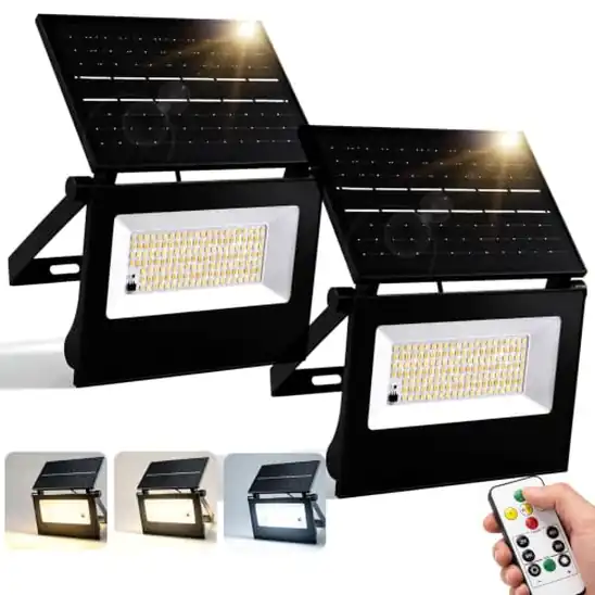 【45%OFF!】Gleazon LEDソーラー投光器 屋外 154LED 3,000lm ソーラーライト 3色切替 4段階調光が3,239円送料無料