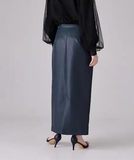 【9】[ユアーズ] チュール フレアスカート × フェイクレザー タイトスカート セット BEXN1936 レディース M ネイビー