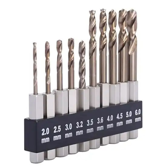 【8】ROGAPER ドリルビット 2.0mm~6.0mm 10本セット ドリル刃 六角ビット ショートドリ 六角軸ドリル コバルトハイス鋼M35HSS-Co 電動ドリルビット 鉄工、木工、DIY、金属、ステンレス、プラスチックに適用