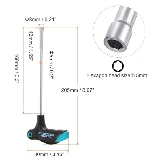 【9】uxcell 2本セット Tハンドルメートル規格ナットドライバー 5.5mm径 160mmシャンク 6点六角ソケットドライバー 滑り止めハンドル付き