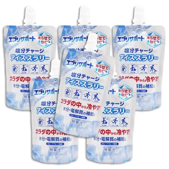 【7】【35%OFF+10%OFF】1個あたり98円!エブリサポート 塩分チャージ アイススラリー 100g ×6個 グレープフルーツ風味 585円!