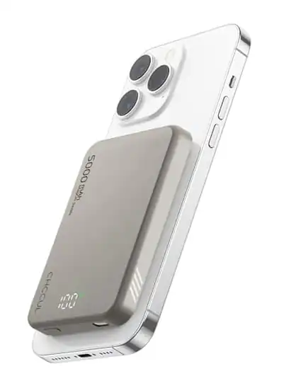 【3】【1,600円OFF！】CHCCUL 5,000mAh/薄型9mm 20W PD急速充電 & 15Wワイヤレス出力MagSafe対応モバイルバッテリーが999円