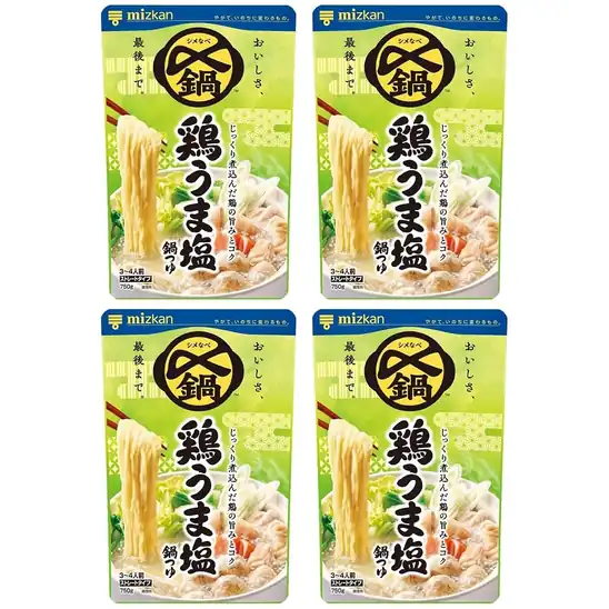【8】【クーポン+ポイント還元！】ミツカン 〆まで美味しい 鶏うま塩 鍋つゆ ストレート 鍋の素 750g×4袋が激安特価！