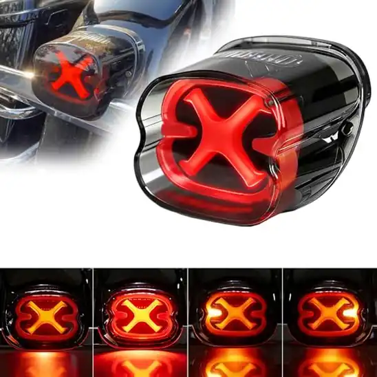 【4】Motikvans ハーレー テールランプ バイク LED ブレーキ ウインカーナンバー灯 多機能テールランプ ハーレー汎用 ロードキング スポーツスター883 1200 FXDL FLST エレクトラロードグライド ツーリング ダイナ対応 スモーク (ハーレー テールライト)