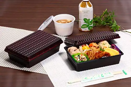 【5】アジロ弁当 本体 溜 1ケース(600入) ※蓋別売 あじろ弁当風 使い捨て容器 レンジ対応容器
