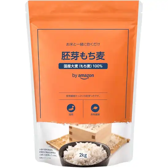 【860円(430円 / kg)】by Amazon 胚芽もち麦 2kg 国産大麦使用 チャック付き