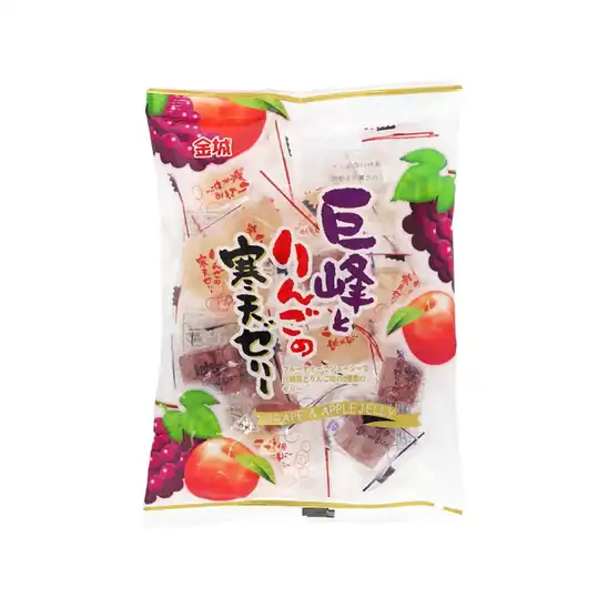 【9】【アウトレット】1袋あたり166円!金城製菓 巨峰とりんごの寒天ゼリー 205g×10袋 1660円!