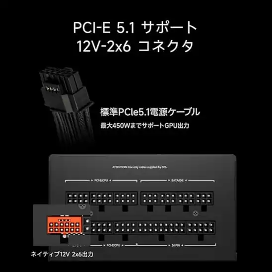 【5】PCCOOLER CPS KN850 フルモジュラーPC電源、80 PLUS Gold 850W ATX電源ユニット、ATX3.1/PCIe5.1