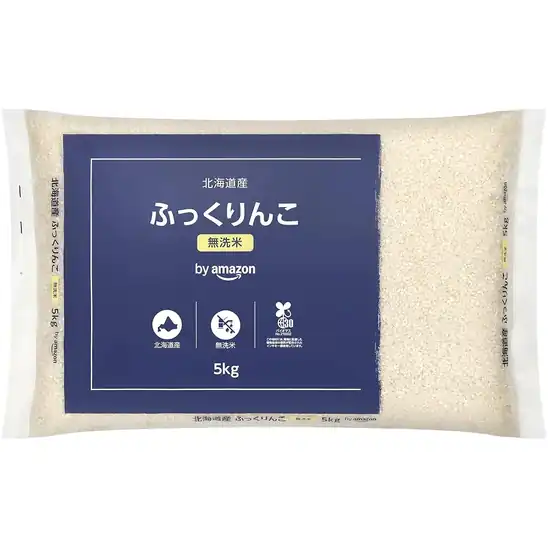 【8】【2,580円】"新米" by Amazon 北海道産 ふっくりんこ 無洗米 5kg 令和8年産